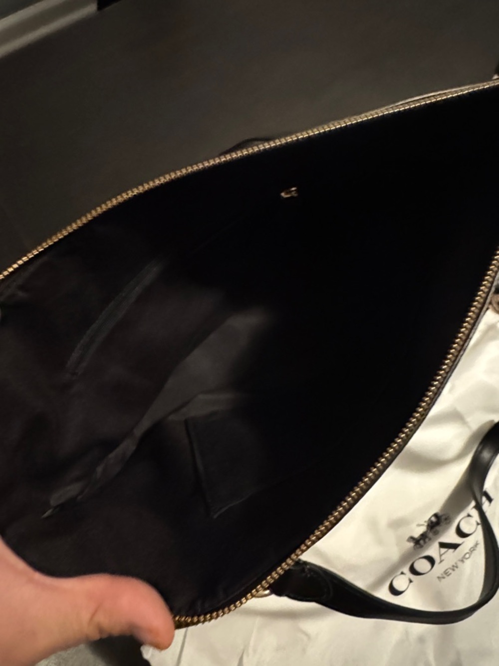 Coach Brown Signature Tote with Black Leather Straps - Picture 2 of 3